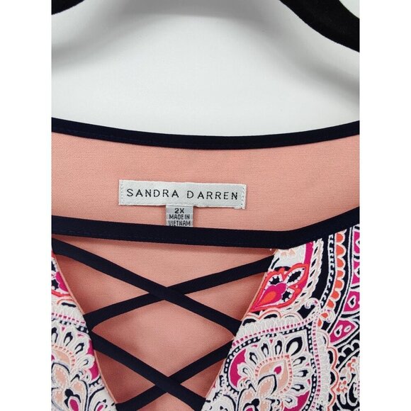 Sandra Darren Blue & Pink Mandala Shift Dress Size 2X - Picture 3 of 10